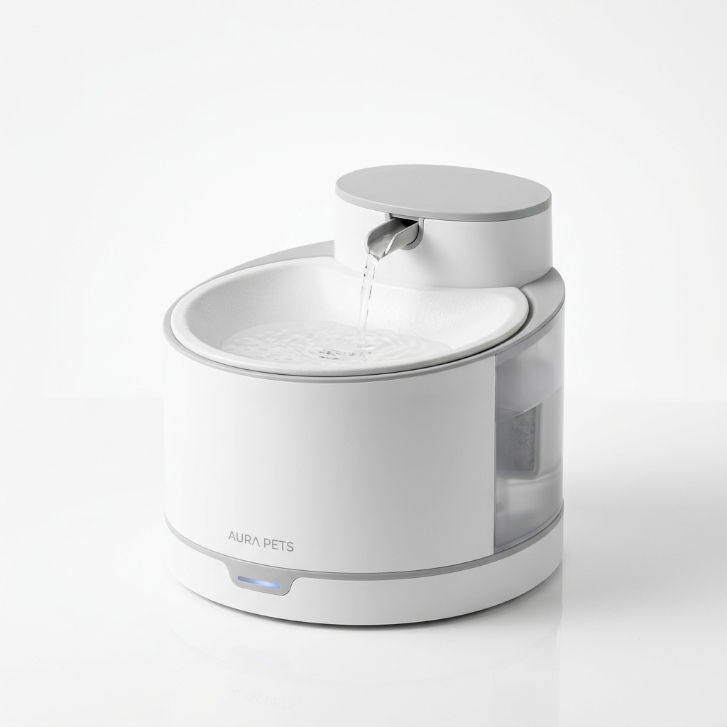 Fuente de agua automática para mascotas fondo blanco